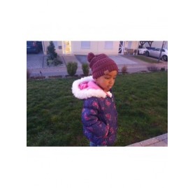 Skullies & Beanies Satin Lined Winter Hats Toddlers - Kids Natural Hair Beanie - Slouchy Knit - Burgundy - CO193QK3EU7 $12.06