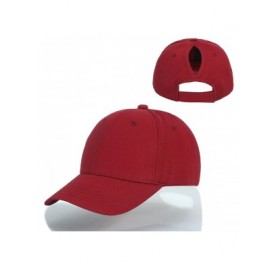 Baseball Caps Womens Classic Adjustable Ponytail Baseball Cap in Solid Color Trucker Dad Cap Messy High Bun Cap - Red - C218E...