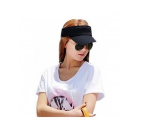 Sun Hats Women Adjustable Visor Sun Plain Hat Sports Cap Tennis Beach Hat - Black - C012MASEOIY $9.92