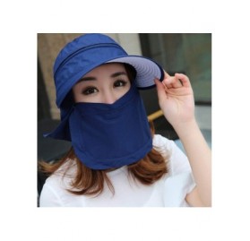 Sun Hats Women Outdoor Removable Foldable 360 Degree Anti-UV Sun Hat Cycling Face Cover Summer Cap - Navy Blue - CO17YHDUN27 ...