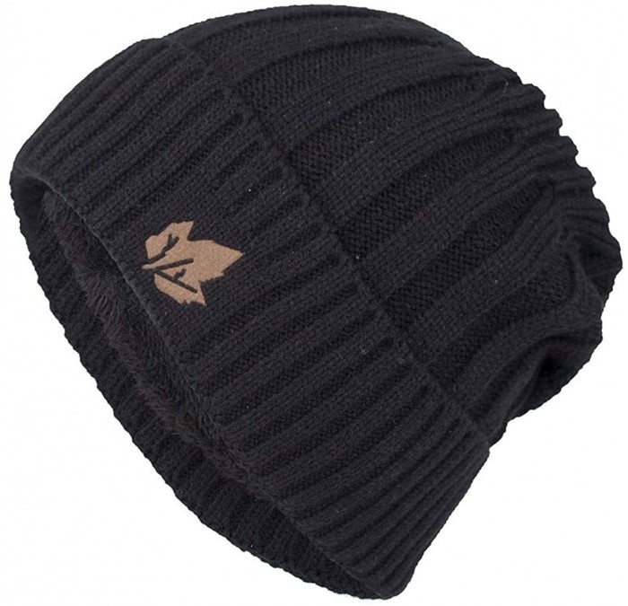 Skullies & Beanies Beanie Hat for Men Women Winter Warm Knit Slouchy Thick Skull Cap Casual Down Headgear Earmuffs Hat - CM18...