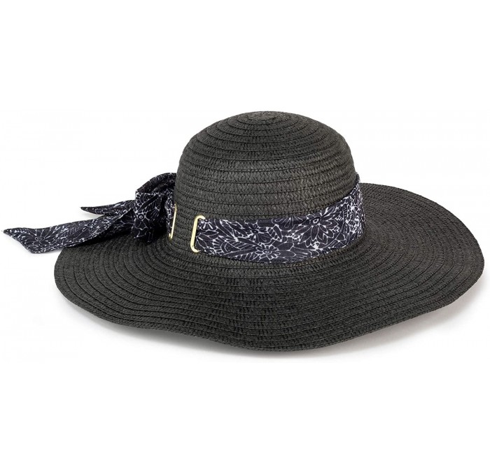 Sun Hats Sun Hat - Black & White Floral Black - C318OEIUQ97 $22.03