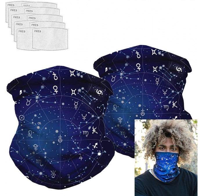 Balaclavas Bandanas Balaclava Neck Gaiter with Carbon Filter- UV Protection Face Cover for Hot Summer - Blue Constellation - ...
