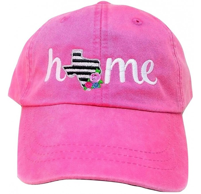 Baseball Caps Texas Home Floral Embroidered Baseball Cap - Hot Pink - CI187KKQ8DH $31.18