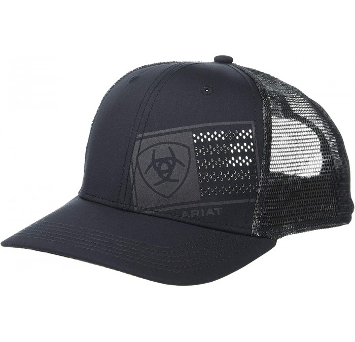 Baseball Caps Men's Offset Tonal Flag Logo Snapback Cap - Black - CM18LZ3LYZG $58.18