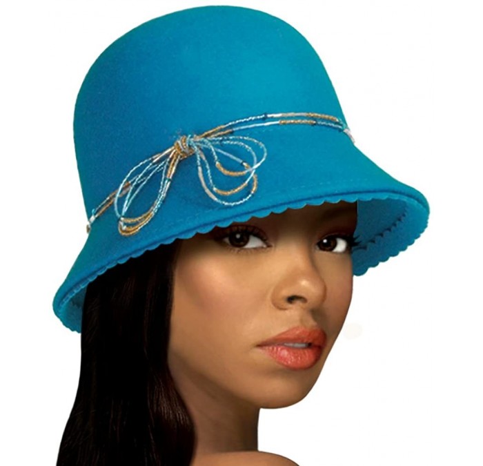 Sun Hats Soft-As-Cashmere Felt Bell Cloche Hat - 47800 - Peacock Blue - CC11SBSL987 $89.06
