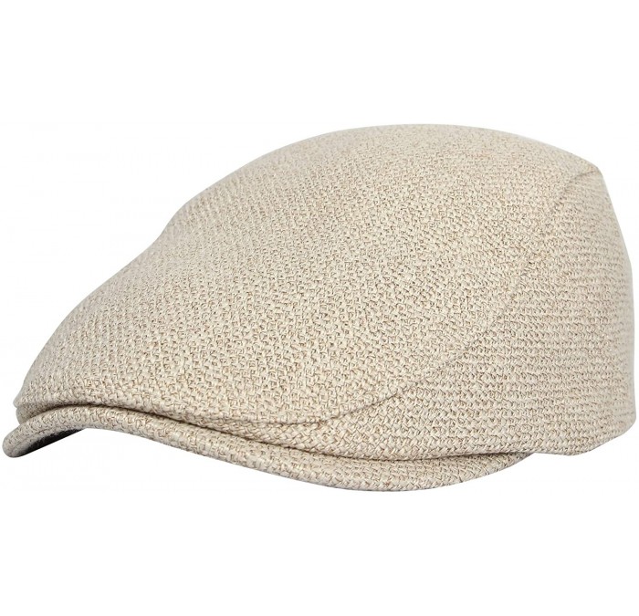 Newsboy Caps Ivy Cap Straw Weave Linen-Like Cotton Cabbie Newsboy Hat MZ30038 - Beige - CR18U6KQ2H8 $27.14