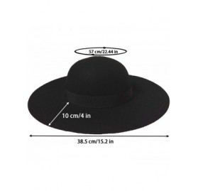 Fedoras Women's 100% Wool Felt Floppy Hat Fedora Wide Brim Cloche Bowler Hat Foldable - 01- Black - CY18I7AKQ3G $18.91