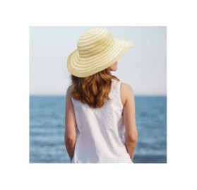 Sun Hats Women Summer Beach Hat Packable Striped Floppy Wide Brim Sun Protection Travel Hats - Beige1 - CN18D0EX36M $9.46