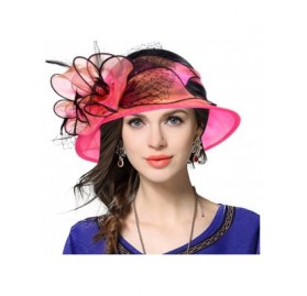 Bucket Hats Lady Derby Dress Church Cloche Hat Bow Bucket Wedding Bowler Hats - Two-tone-rose - CD17XQ4QYSO $28.87