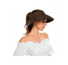 Sun Hats Womens Sun Visor Hat- Foldable Straw Sun Hat with Cute Bowtie - Coffee - CK1943DTC9U $9.76