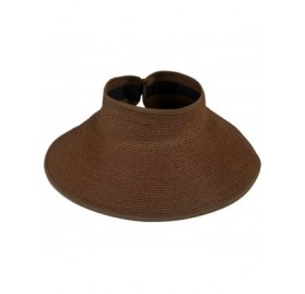 Sun Hats Womens Sun Visor Hat- Foldable Straw Sun Hat with Cute Bowtie - Coffee - CK1943DTC9U $9.76