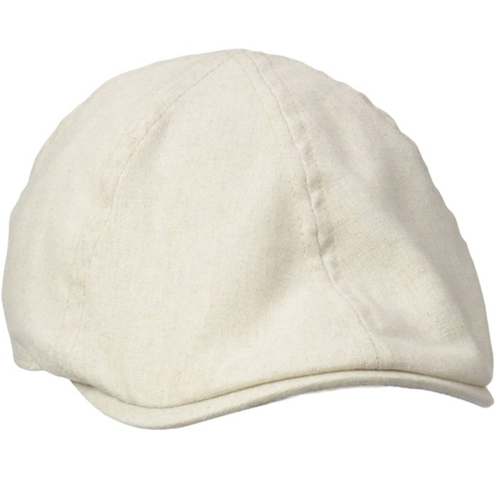 Newsboy Caps Men's Linen Blend 6/4 Duckbill Ivy Hat - Beige - C311L1BZASZ $56.60