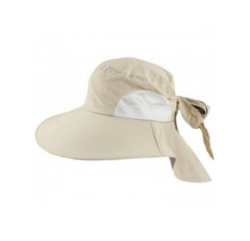 Sun Hats Women's UV Sun Protect Summer Beach Wide Large Big Brim Hat Visor Side Flower - Khaki - CK11LS2CKLN $11.94