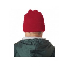 Skullies & Beanies Mens Knit Beanie with Cuff (8130) - Red - CM111AQNQHD $12.06