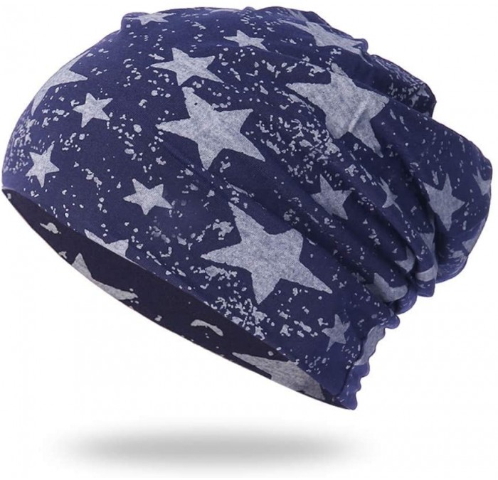 Skullies & Beanies New Style Star Warm Crochet Winter Knit Ski Beanie Skull Slouchy Caps Hat for Men Women(Navy) - Navy - CM1...