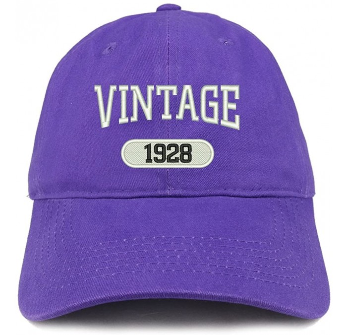 Baseball Caps Vintage 1928 Embroidered 92nd Birthday Relaxed Fitting Cotton Cap - Purple - CO180ZHKYYZ $33.50