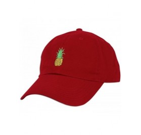 Baseball Caps Pineapple Embroidery Dad Hat Baseball Cap Polo Style Unconstructed - Red - CU17Z3OWQHM $12.71