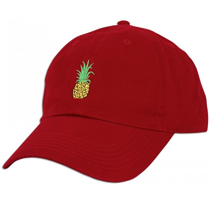 Baseball Caps Pineapple Embroidery Dad Hat Baseball Cap Polo Style Unconstructed - Red - CU17Z3OWQHM $25.73