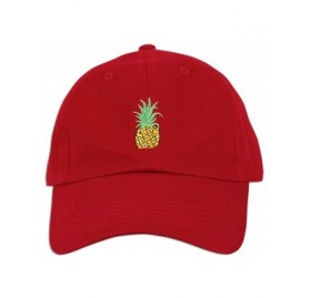 Baseball Caps Pineapple Embroidery Dad Hat Baseball Cap Polo Style Unconstructed - Red - CU17Z3OWQHM $12.71