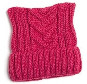 Skullies & Beanies Pussy Cat Hat Women`s March-Cat Beanie Pink-Winter Hat for Women Lined with Fleece - Hot Pink - CK189GNNR4...