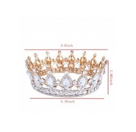 Headbands Vintage Wedding Crystal Rhinestone Crown Bridal Queen King Tiara Crowns-Gold wine red - Gold wine red - CC18WU7RW8W...