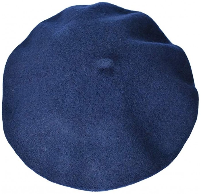 Berets Girls&Boys French Style Wool Beret Kids Hat - Navy Blue - CI18E7MALYU $11.77
