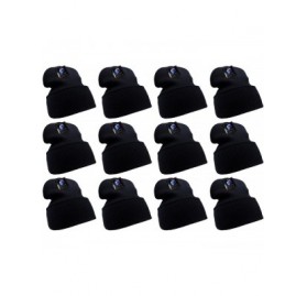 Skullies & Beanies Men's Women's Winter Long Beanie Hat Knit Cap 12 Pack - Black - CD18H3NS3MN $16.75