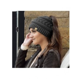 Skullies & Beanies Ponytail Beanies - Charcoal - CY18ZWNTHET $13.14