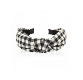 Headbands Bohemian Top Knot Fabric Headband - Bow Criss Cross Tie Fabric Wrap Hairband (Criss Cross Buffalo Plaid - Black) - ...