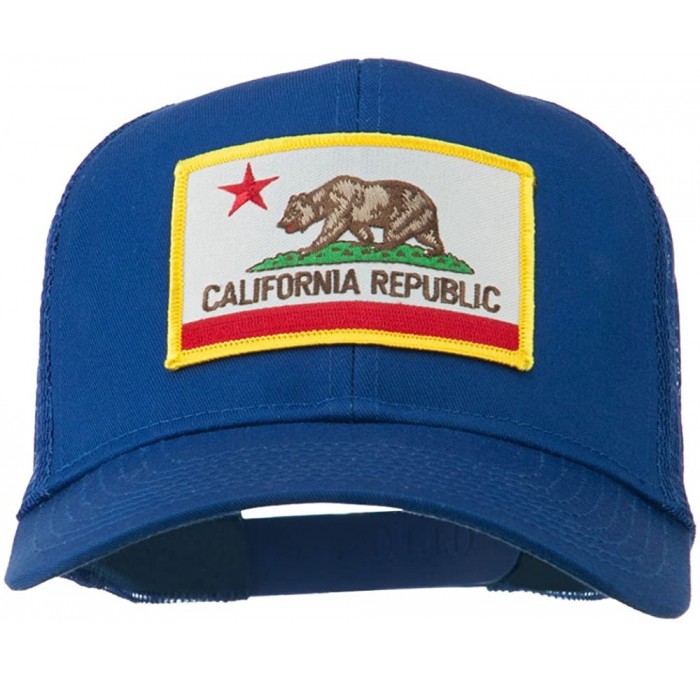 Baseball Caps California State Flag Patched Twill Mesh Cap - Royal - CD11QLM96HB $9.23