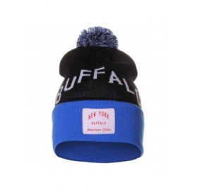 Skullies & Beanies Unisex USA Fashion Arch Cities Pom Pom Knit Hat Cap Beanie - Buffalo Black Blue - CK12N0JS2ZC $10.82