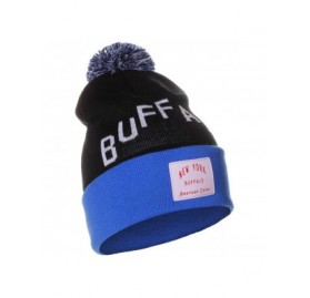 Skullies & Beanies Unisex USA Fashion Arch Cities Pom Pom Knit Hat Cap Beanie - Buffalo Black Blue - CK12N0JS2ZC $10.82