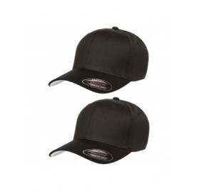 Baseball Caps 2-Pack Premium Original Cotton Twill Fitted Hat w/THP No Sweat Headliner Bundle Pack - Black - CB185G50TW0 $21.80