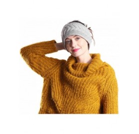 Cold Weather Headbands Fleece Lined Warm Cable Knit Winter Headband for Women Head wrap Ear Warmer - Light Gray - CA18KKUNAYG...