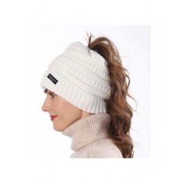 Skullies & Beanies Women's BeanieTail Warm Knit Hat Messy High Bun Ponytail Visor Beanie Cap B085 - White - C718AK6AOO8 $10.03
