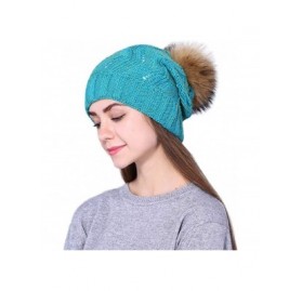 Skullies & Beanies Women's Baggy Crochet Hat Wool Knitted Fluffy Hair Ball Winter Warm Ski Beanie Skull Slouchy Caps - E - CN...