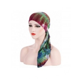 Skullies & Beanies Chemo Cancer Head Scarf Hat Cap Tie Dye Pre-Tied Hair Cover Headscarf Wrap Turban Headwear - Blue Green - ...