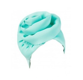Skullies & Beanies Women Big Flower Silk Cotton Turban Beanies Headwear Satin Bonnet Head Wrap Chemo Hair Loss Cap Hat - Gree...