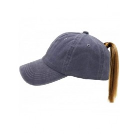 Baseball Caps Ponytail-Baseball-Hat Women Messy-Bun-Hat Cap - Washed Distressed - Ponytail Grey 3 - CQ18K4XH7NQ $10.99