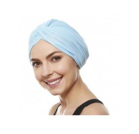 Headbands Womens Swim Cap Bathing Turban-Polyester Twisted Pleated Turban Head Cover - Light Blue - CG11LO2KESN $18.20
