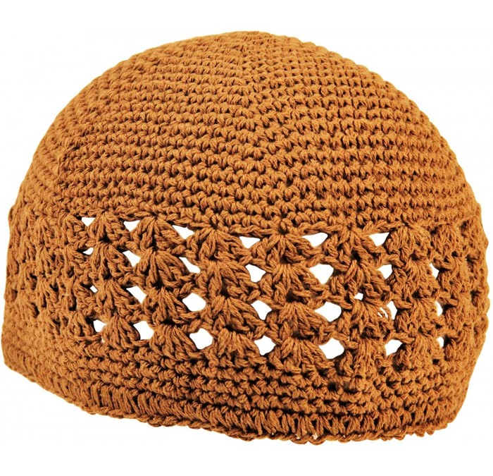 Skullies & Beanies Strechable One Size Stretchable Crochet Beanie Weave Kufi Skull Cap - Dark Brown - CS18U5543Q2 $22.06