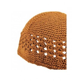 Skullies & Beanies Strechable One Size Stretchable Crochet Beanie Weave Kufi Skull Cap - Dark Brown - CS18U5543Q2 $8.40