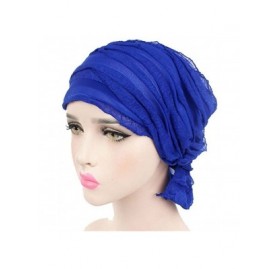 Berets Women 2 Pack Ruffle Chemo Hat Beanie Head Scarf Hair Coverings Cancer Caps - Color1 - C0182IZ3YZ3 $11.91