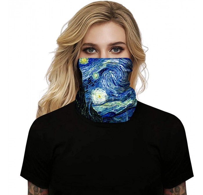 Balaclavas Unisex Seamless Rave Multifunctional Headwear Face Mask Headband Neck Gaiter - Van Gogh - CA197W463WR $24.97