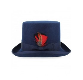 Fedoras Mens Top Hat Satin Lined Topper by Belfry 100% Wool in Black Grey Navy Pearl - Navy - CC1804Z6A3A $50.74