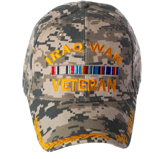 Baseball Caps US Military Iraq War Veteran Ribbon Embroidered Adjustable Baseball Cap - Camo - C218YG6M9ON $24.17