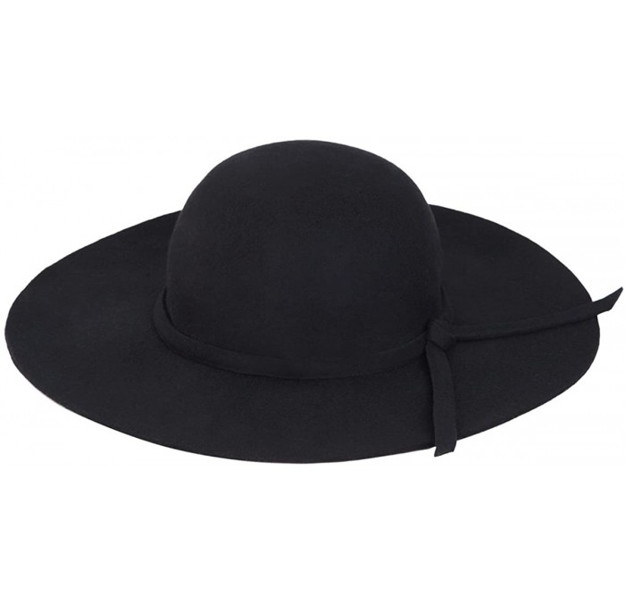 Sun Hats Women's Deluxe 100% Wool Foldable Floppy Hat - Black - C1125X502KB $18.07