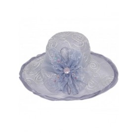 Sun Hats Women's Summer Sun Hat - Elegant Floppy Dress Hat - Swirl Flower - Gray - C011LDZXC5N $32.11