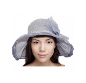 Sun Hats Women's Summer Sun Hat - Elegant Floppy Dress Hat - Swirl Flower - Gray - C011LDZXC5N $32.11
